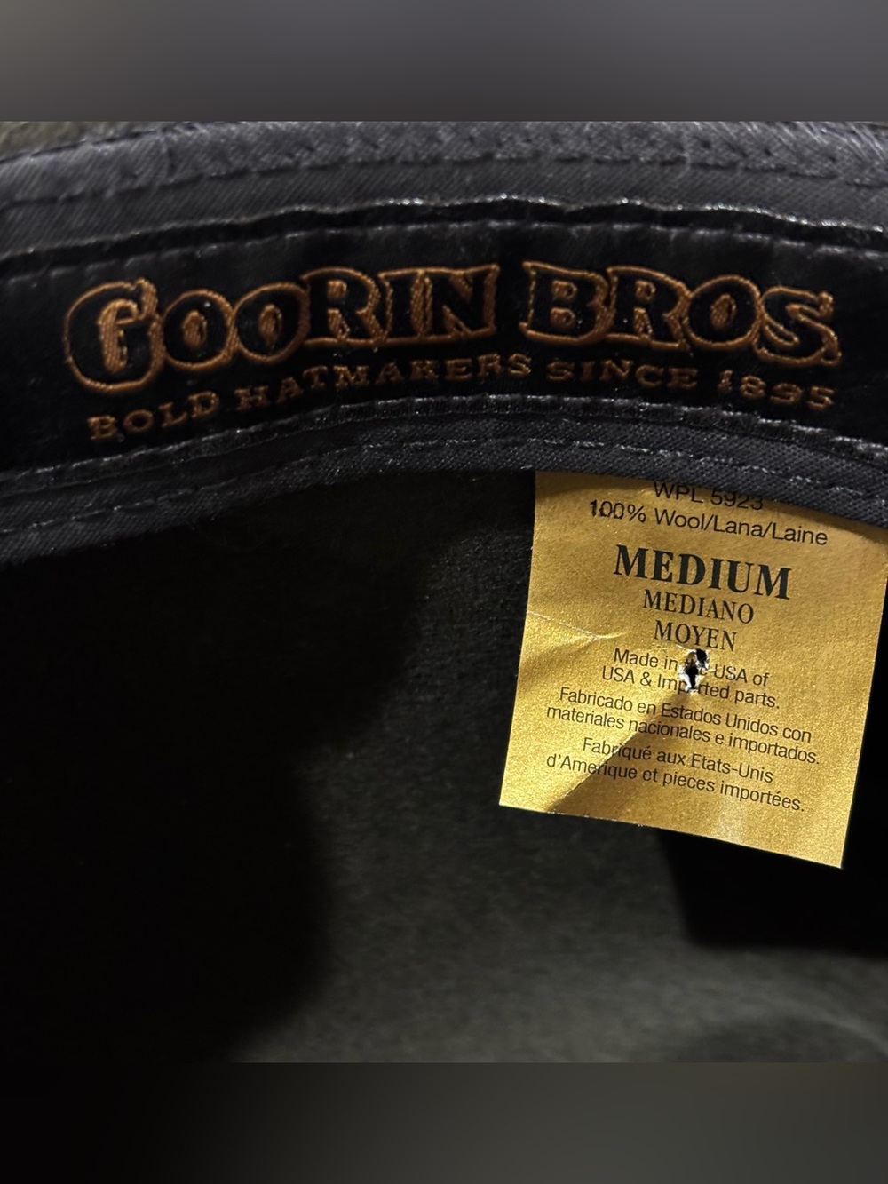 Goorin Brothers 'Dean the Butcher' Fedora Hat 100% Wool Black Feathers Medium M - Picture 6 of 9
